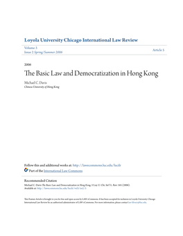 The Basic Law and Democratization in Hong Kong, 3 Loy