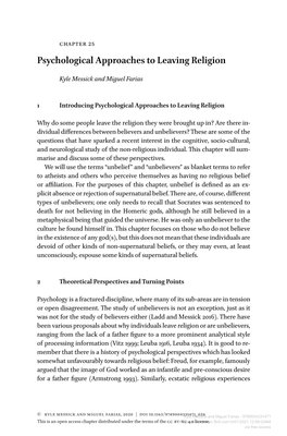 Psychological Approaches to Leaving Religion