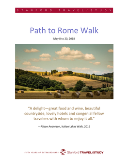 Path to Rome Walk May 8 to 20, 2018