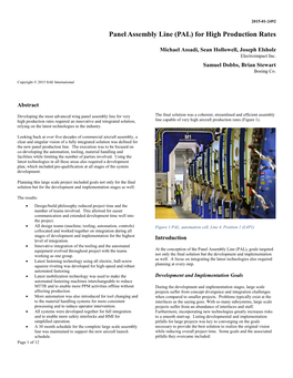 Panel Assembly Line (PAL) for High Production Rates