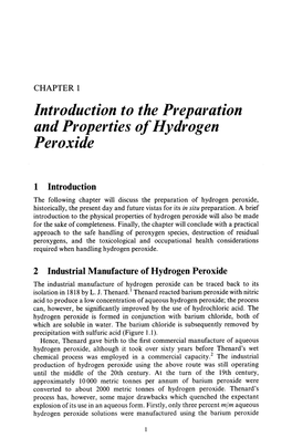 Introduction to the Preparation and Properties of Hydiogen Peroxide