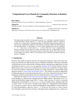 Computational Lower Bounds for Community Detection on Random Graphs