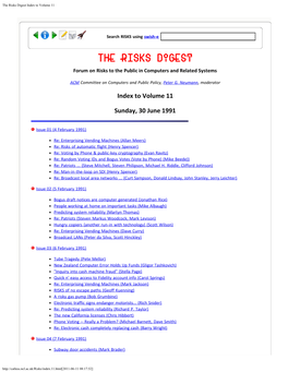 The Risks Digest Index to Volume 11