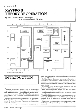 KAYPRO II THEORY of OPERATION by Dana Cotant Micro Cornucopia P.O