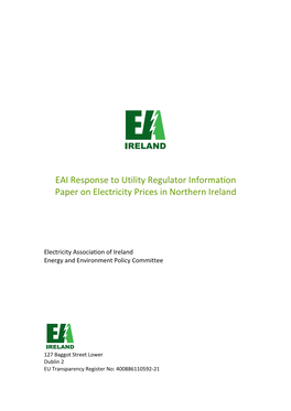 UR Information Paper on Electricity Prices in Northern Ireland