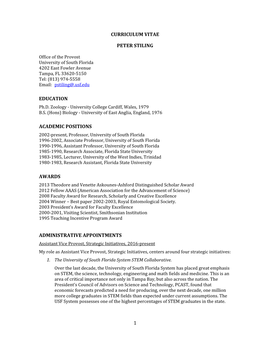 1 Curriculum Vitae Peter Stiling Education Academic