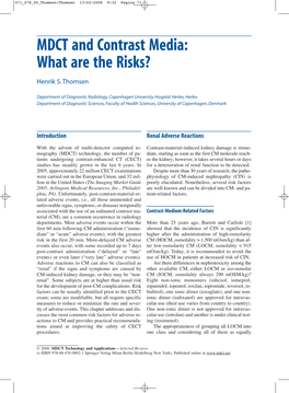 MDCT and Contrast Media: What Are the Risks?