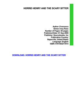 PDF Download Horrid Henry and the Scary Sitter Ebook