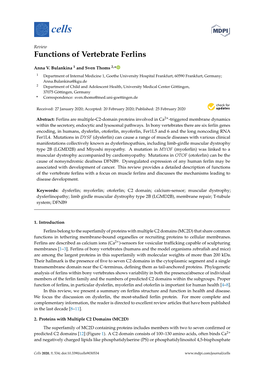 Functions of Vertebrate Ferlins