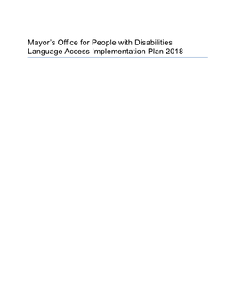 Mayor's Office for People with Disabilities Language Access Implementation Plan 2018