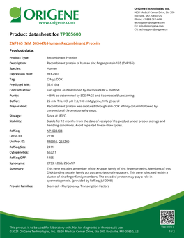 Human Recombinant Protein – TP305600