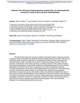 Lessons from 20 Years of Plant Genome Sequencing: an Unprecedented Resource in Need of More Diverse Representation