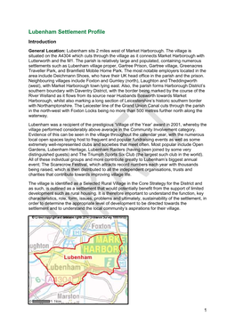 Lubenham Settlement Profile Introduction