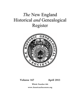 The New England Historical & Genealogical Register