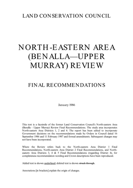 North-Eastern Area (Benalla—Upper Murray) Review