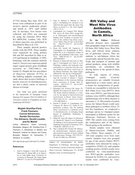 Rift Valley and West Nile Virus Antibodies in Camels, North Africa