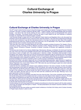 Cultural Exchange at Charles University in Prague