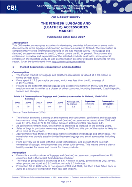 The Finnish Luggage and (Leather) Accessories Market