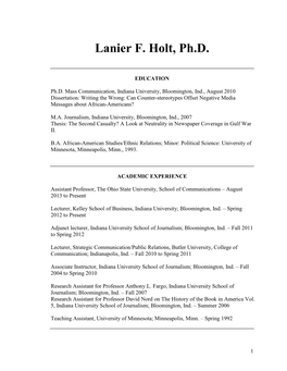 Lanier F. Holt, Ph.D