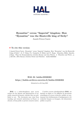 ' Kingdom: How ``Byzantine'' Was the Hauteville King of Sicily?