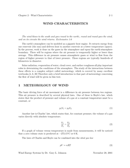 Wind Characteristics 1 Meteorology of Wind