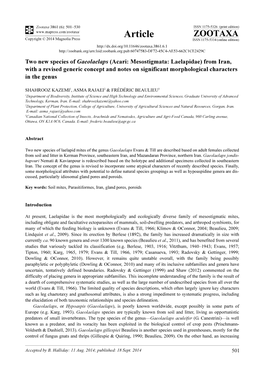 Two New Species of Gaeolaelaps (Acari: Mesostigmata: Laelapidae)