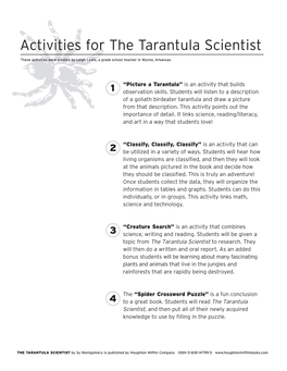 Activities for the Tarantula Scientist