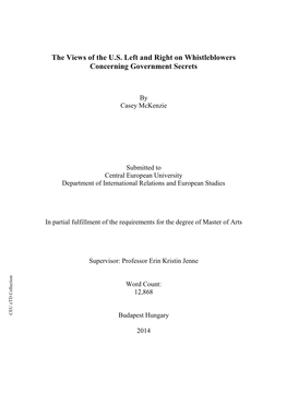 The Views of the U.S. Left and Right on Whistleblowers Whistleblowers on Right and U.S