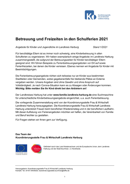 Ferienbetreuung 2021 Landkreis Harburg