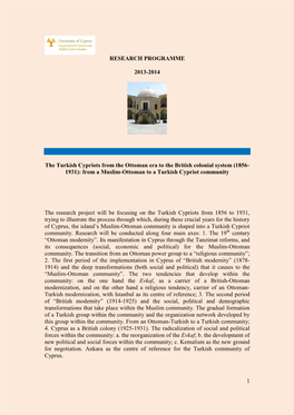 The Turkish Cypriots from the Ottoman Era to the British Colonial System (1856- 1931): from a Muslim-Ottoman to a Turkish Cypriot Community