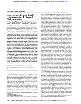 Context-Specific A-To-B-Cell Reprogramming by Forced Pdx1