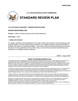 Standard Review Plan 13.6.2 Physical Security