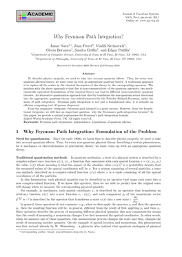 Why Feynman Path Integration?