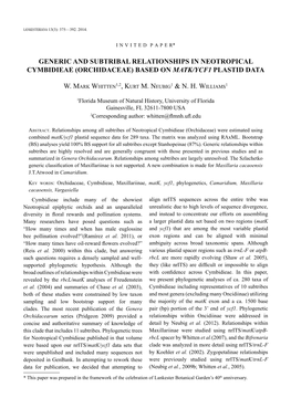 Generic and Subtribal Relationships in Neotropical Cymbidieae (Orchidaceae) Based on Matk/Ycf1 Plastid Data