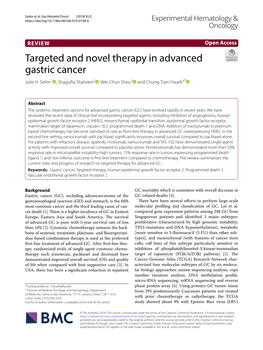 Targeted and Novel Therapy in Advanced Gastric Cancer Julie H