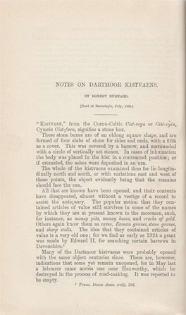 Notes on Dartmoor Kistyaens
