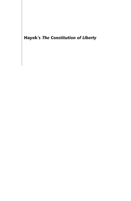 Hayek's the Constitution of Liberty