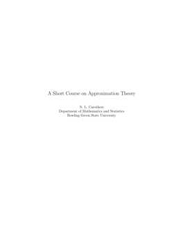 A Short Course on Approximation Theory