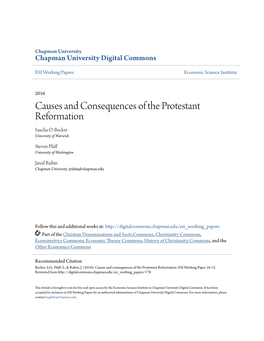 Causes and Consequences of the Protestant Reformation Sascha O