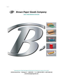 Brown Paper Goods Company 2016 STOCK PRODUCT CATALOG
