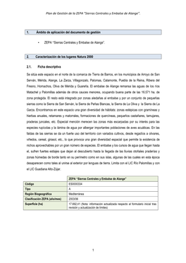 Plan De Gestión De La ZEPA “Sierras Centrales Y Embalse De Alange”