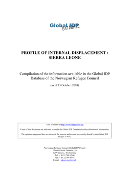 Profile of Internal Displacement : Sierra Leone