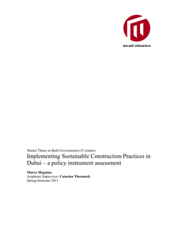 Implementing Sustainable Construction Practices in Dubai – a Policy Instrument Assessment