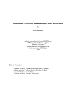 Identification and Characterization of TPRKB Dependency in TP53 Deficient Cancers