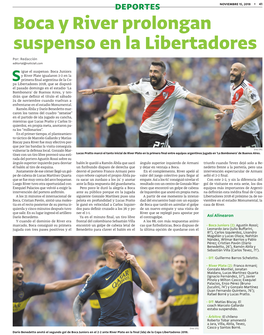 Boca Y River Prolongan Suspenso En La Libertadores Por: Redacción Editorial@Noticiali.Com