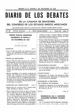 Diario De Los Debates De La Camara De Senadores Del Congreso De Los Estados Unidos Mexicanos