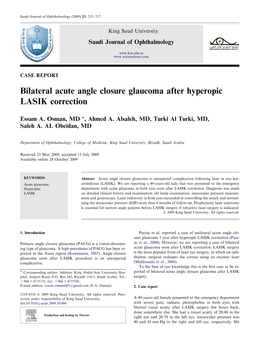 Bilateral Acute Angle Closure Glaucoma After Hyperopic LASIK Correction