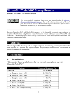 Virtualgl / Turbovnc Survey Results Version 1, 3/17/2008 -- the Virtualgl Project