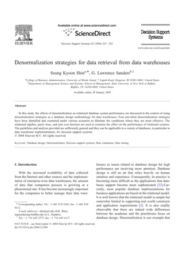 Denormalization Strategies for Data Retrieval from Data Warehouses