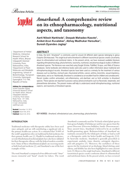 Amarkand: a Comprehensive Review on Its Ethnopharmacology, Nutritional Aspects, and Taxonomy